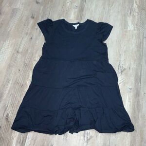 (Bin 30)  Time & Tru, navy blue dress w/ ruffled short sleeves, Size L (12-14